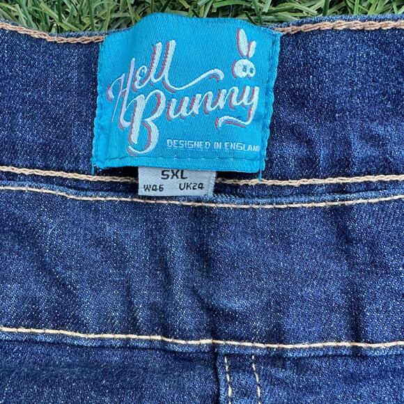 Hell Bunny Weston Denim Trousers Dark Wash Retro Style Plus Size Jeans 5XL - Picture 3 of 10